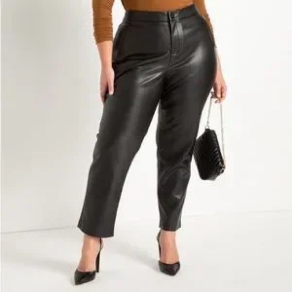 NWT Eloquii Black classic fit Faux Leather Pants Womens Plus Sz 20
